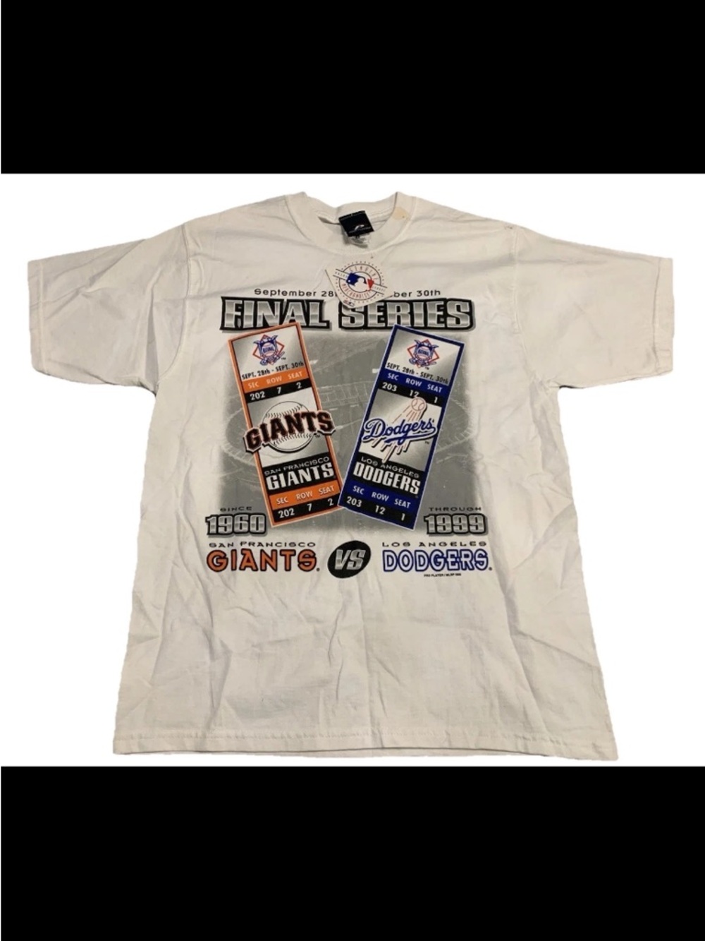 Vintage NEW 1999 SF Giants vs Dodgers Final Series T-Shirt MLB Double Sided Med
